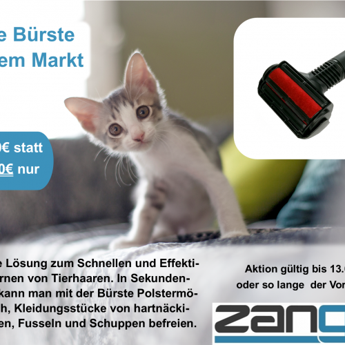 Aktion: Saugbürste für Tierhaarentfernen. Ideale Lösung für Entfernung von Katzenhaare, Hundehaare und Fusseln von Möbeln, Polstern, Teppichen, Sofas, Fußböden usw.